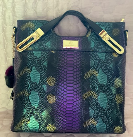 NEW YORK PEACOCK COLORS SNAKE FAUX LEATHER BAG 59964