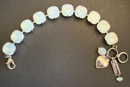 MARIANA BRACELET WHITE OPAL: 1/2" white stones in silver rhodium setting