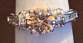 STERLING SILVER AMBER STONE WITH CZ RING SIZE 6