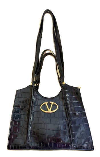 NEW YORK BLACK FAUX CROC BAG 61093