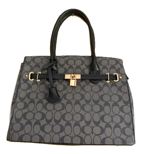 NEW YORK BLACK GREY FAUX LEATHER  PRINT TOTE 61089