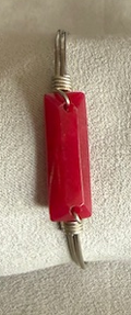 LUCA & DANNI HUDSON RASPBERRY JADE SILVER BRACELET, SMALL, STONE = 1" WIDE