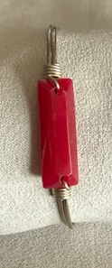 LUCA & DANNI HUDSON RASPBERRY JADE SILVER BRACELET, SMALL, STONE = 1" WIDE