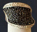 STERLING SILVER CONTEMPORARY SWIRL BLACK PAVE CZ RING SIZE 6