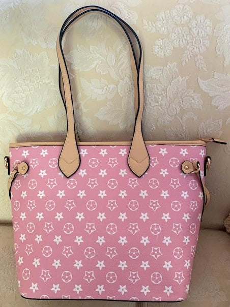 NEW YORK LARGE PINK/WHITE PRINT TOTE 59594