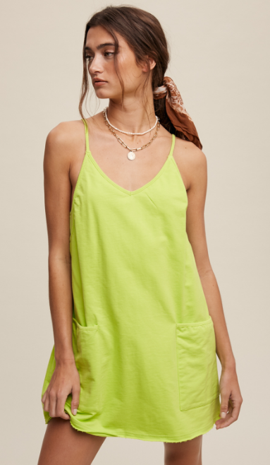 MINI DRESS ROMPER/SHORTS LIME GREEN