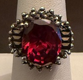 STERLING SILVER MARCASITE RED RING