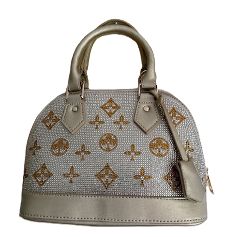 NEW YORK GOLD/SILVER PRINTED CRYSTAL BAG 61108