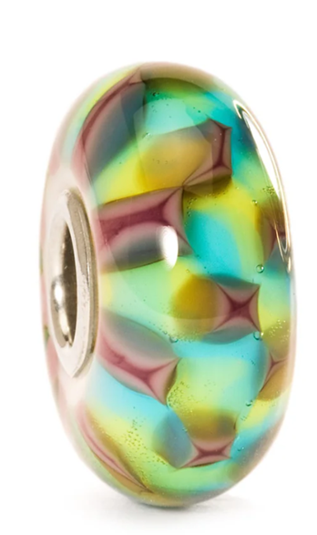 TROLLBEAD TURQUOISE & PURPLE CHESS GLASS BEAD
