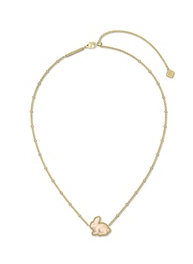 KENDRA SCOTT NECKLACE BUNNY GOLD TAUPE MOTHER OF PEARL