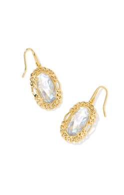 KENDRA SCOTT EARRINGS DANI FIGARO FRAME DROP GOLD IRIDESCENT ABALONE