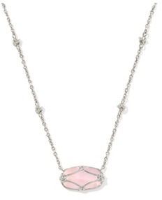 KENDRA SCOTT NECKLACE ELISA LATTICE FRAME SILVER BLUSH IVORY MOTHER OF PEARL )