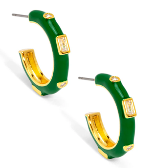 ZENZII SMALL ENAMEL CRYSTAL EARRING EMERALD