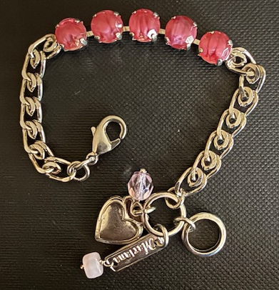 MARIANA BRACELET ROXANNE: pink 1/4" stones in silver rhodium setting