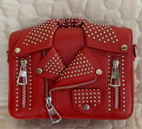 NEW YORK RED PATENT BIKER BAG 60518