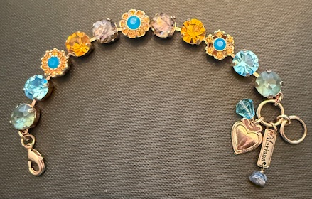 MARIANA BRACELET JASMINE: blue, amber, lavender quartz stones in rose gold setting