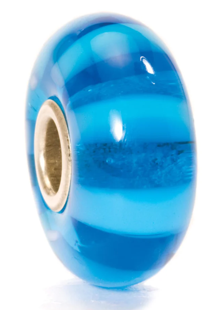 TROLLBEAD TURQUOISE STRIPE GLASS BEAD