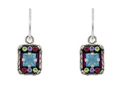 FIREFLY EARRINGS DUCHESS SMALL: multi color stones in 1/4" silver setting, wire backs