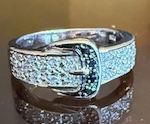 STERLING SILVER CZ BELT RING