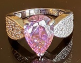 STERLING SILVER CZ PINK PEAR SHAPE RING