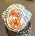 STERLING SILVER AMBER RING