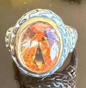 STERLING SILVER AMBER RING