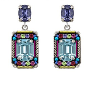 FIREFLY EARRINGS DUCHESS MEDIUM: multi color stones in 1.25" silver setting, post backs