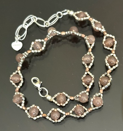 NAKAMOL BROWN BEADED SILVER WRAP BRACELET, OR CHOCKER