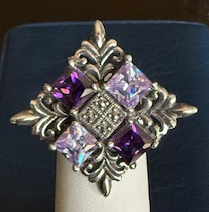 STERLING SILVER PURPLE MARCASITE RING