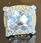STERLING SILVER CZ CLEAR FACETED RING