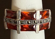 STERLING SILVER RED MARCASITE RING