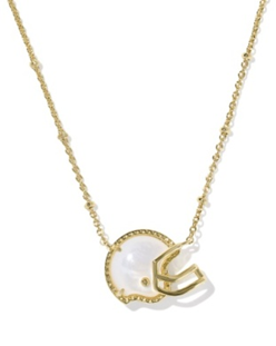 KENDRA SCOTT NECKLACE FOOTBALL HELMET SHORT PENDANT GOLD IVORY MOTHER OF PEARL