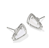 KENDRA SCOTT EARRINGS CHEER STUD SILVER WHITE MOTHER OF PEARL