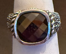 STERLING SILVER RED MARCASITE RING SIZE 7