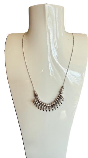 DARKSILVER MINI DISCS LONG NECKLACE, ADJUSTABLE SILVER CHAIN