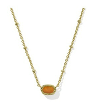 KENDRA SCOTT NECKLACE MINI ELISA SATELLITE VINTAGE GOLD MARBLED AMBER ILLUSION