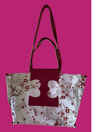 NEW YORK PINK/RED/GOLD SATIN FLORAL TOTE 61094