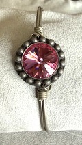 LUCA & DANNI OCTOBER PINK TOURMALINE SILVER BRACELET, CENTER = 3/4" WIDE