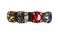 MARIANA RING GAEA: blue, red, yellow, grey stones in 1" silver setting, adjustable size band