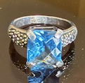 STERLING SILVER MARCASITE BLUE RING