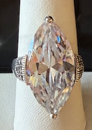 STERLING SILVER MARCASITE MARQUISE CLEAR STONE RING