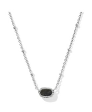 KENDRA SCOTT NECKLACE MINI ELISA SATELLITE VINTAGE SILVER GOLDEN OBSIDIAN