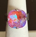 MARIANA RING pink sunkissed 1/2" crystal in silver setting, adjustable
