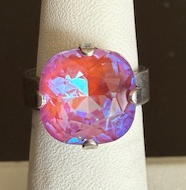 MARIANA RING pink sunkissed 1/2" crystal in silver setting, adjustable