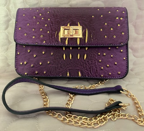 NEW YORK SMALL PURPLE/GOLD FAUX OSTRICH CROSSBODY 59962