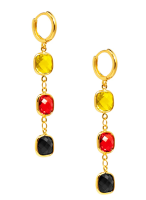 ZENZII CRYSTAL CHAIN  DROP EARRING RED MIX