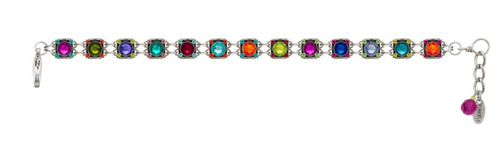 FIREFLY BRACELET RAINBOW THIN MEDIUM: multicolor stones in silver setting