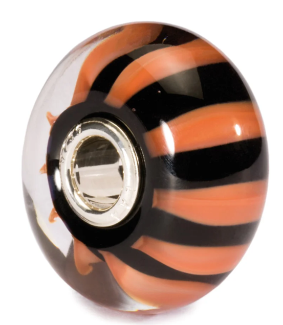 TROLLBEAD CORAL STRIPE GLASS BEAD