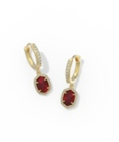 KENDRA SCOTT EARRINGS DAPHNE CRYSTAL FRAME HUGGIE GOLD DARK BURGUNDY ILLUSION