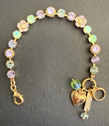 MARIANA BRACELET MINT CHIP: green, lavender, pearl stones in yellow gold setting